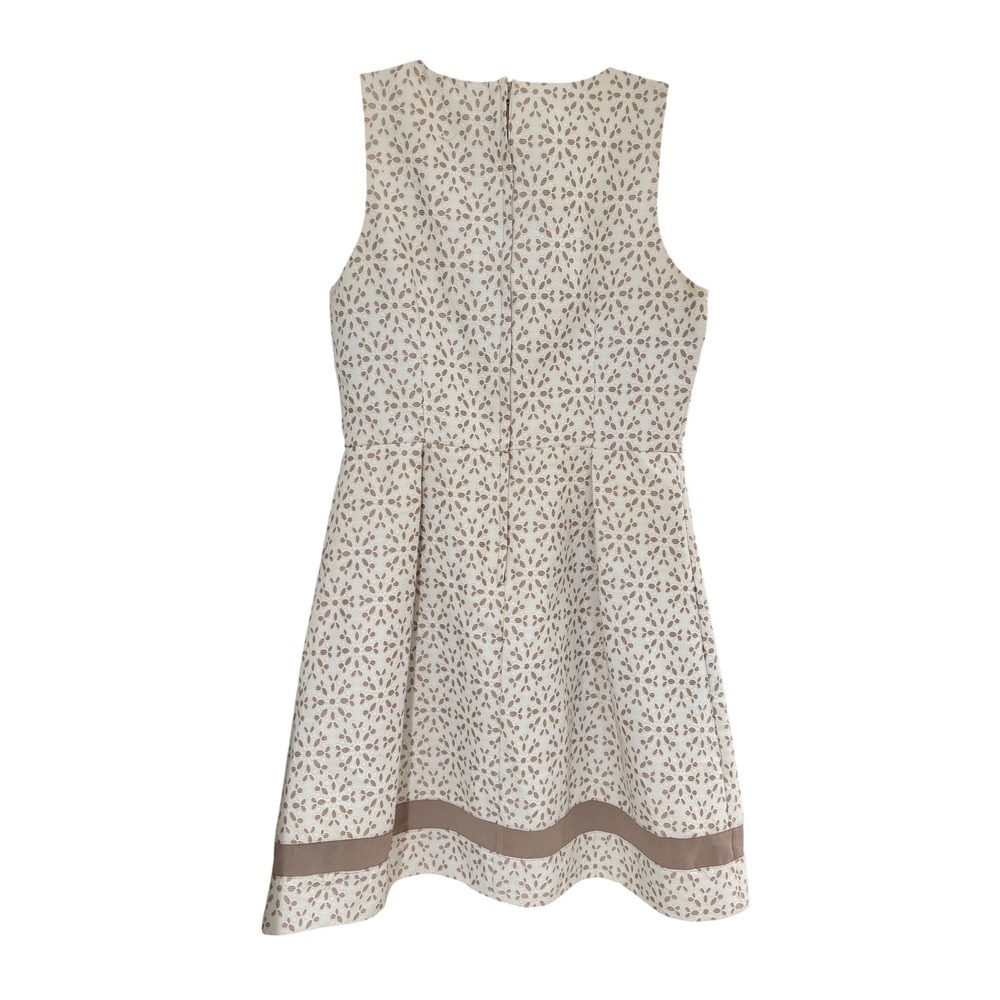 Esley Eyelet Floral Dress Women Size S Cream‎ Taupe Good Sleeveless Fit Flare - Picture 5 of 6